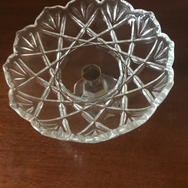 Traditional Vintage 1980s Brilliant Cut Crystal Pedestal Candy Dish For Sale - Image 3 of 5