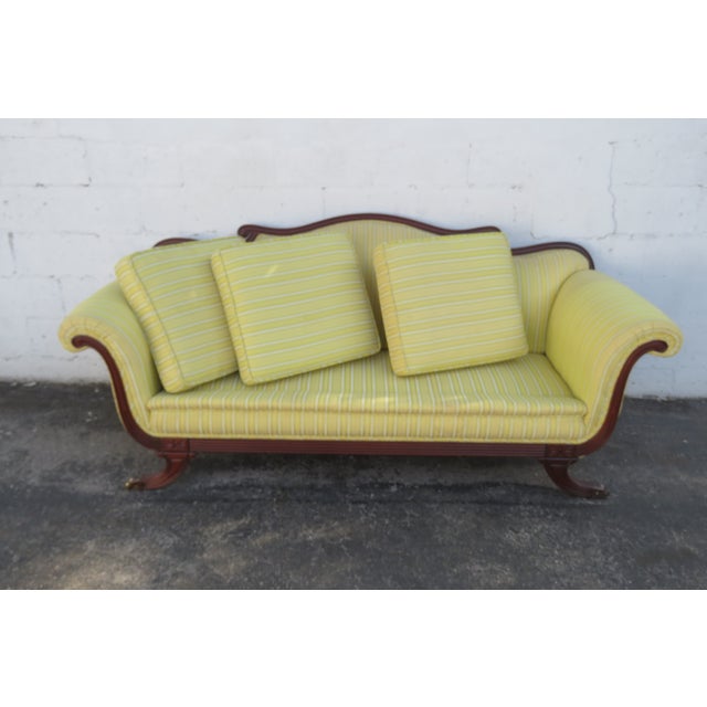 This gorgeous Sofa Couch is made of wood, solid wood, solid mahogany, and upholstery. This classic Sofa was made in the...