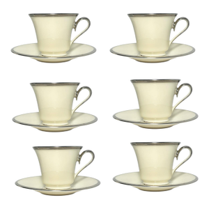Lenox “Solitaire” Set of 6 Porcelain Tea Cups & Saucers - 12 pcs