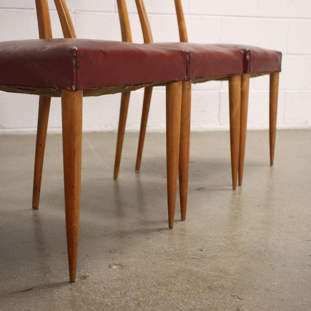 Beech and Leatherette Chairs, 1950s, Set of 6 For Sale - Image 6 of 8