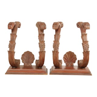 Early 20th Century Italian Rococo Style Carved Wood Console Table Bases - A Pair For Sale