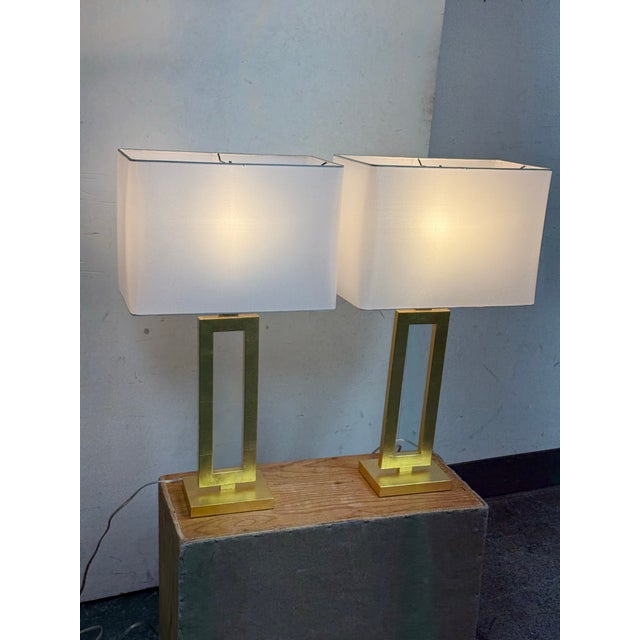 Restoration Hardware Clarke Gilt Gold Table Lamps, Pair For Sale - Image 10 of 12