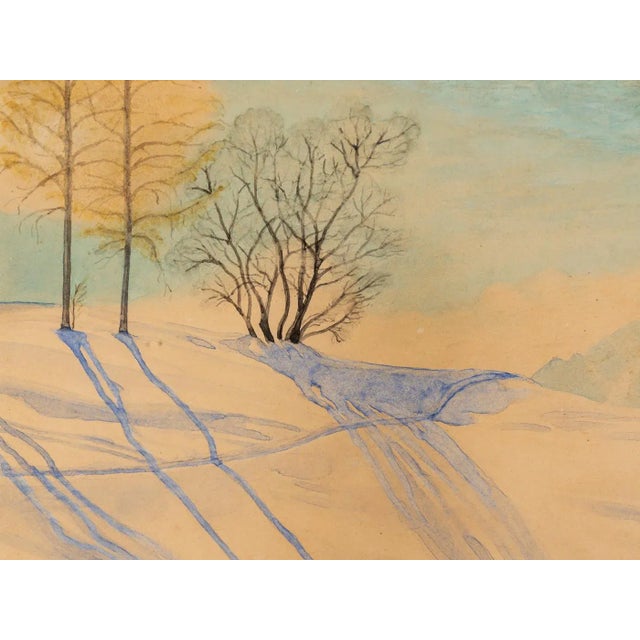 1940s R. Ebster, Winter Landscape, 1946, Watercolor on Paper, Framed For Sale - Image 5 of 11