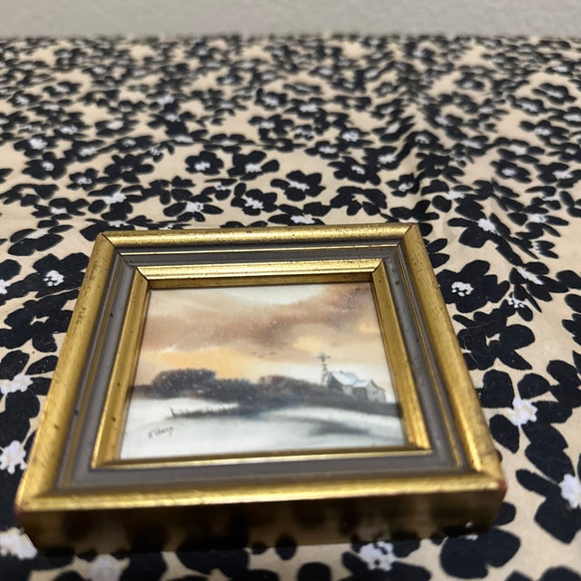 Farmhouse Original Miniature Landscape Watercolor by Kit Shoop Farm & Windmill For Sale - Image 3 of 4
