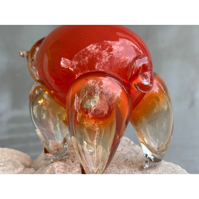 Italian Murano Style Amber Red Glass Bear Sculpture, 1950s For Sale - Image 15 of 18