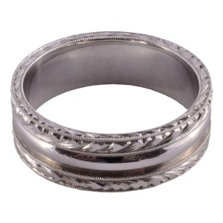 Kirk Kara 18 Karat White Gold Wedding Band For Sale