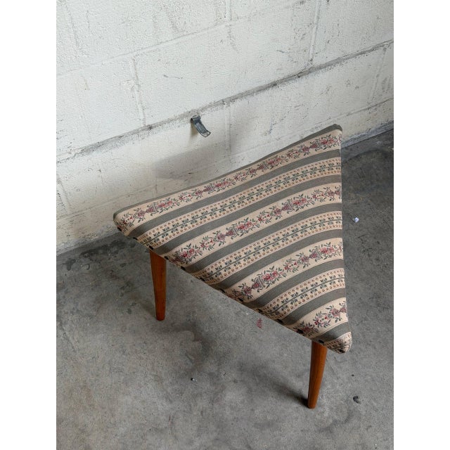 Wood Vintage Danish Mid Century Modern Teak Corner Ottoman Stool For Sale - Image 7 of 9