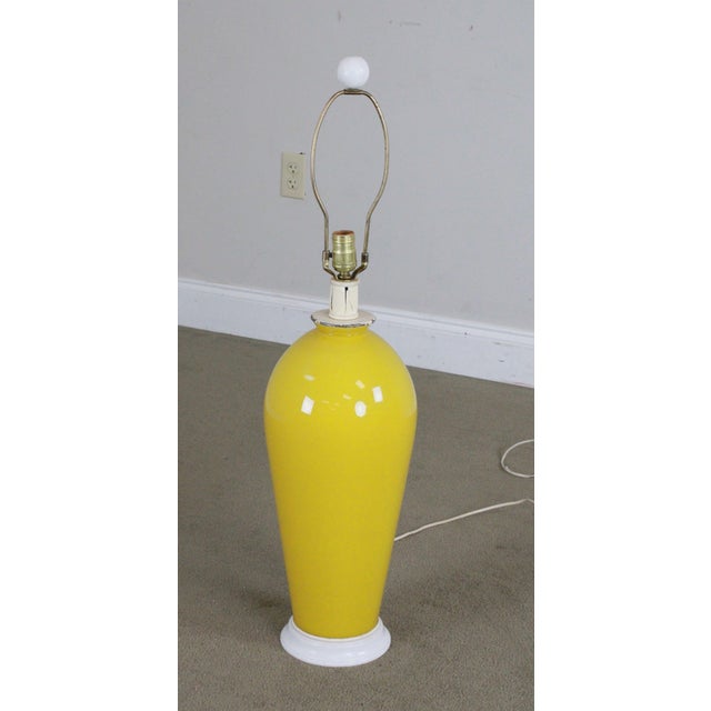 Yellow Glass Table Lamp With White Base Mid Century Modern ...