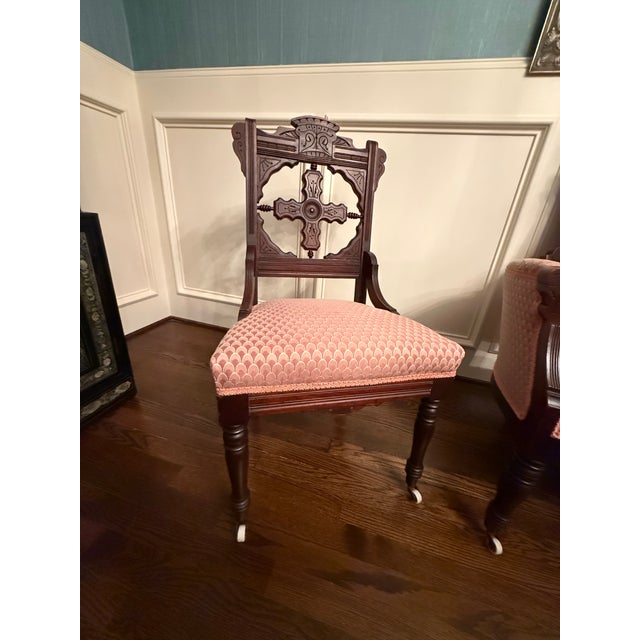 Antique American Victorian Eastlake Carved Walnut 3-Piece Parlor Suite For Sale - Image 4 of 7
