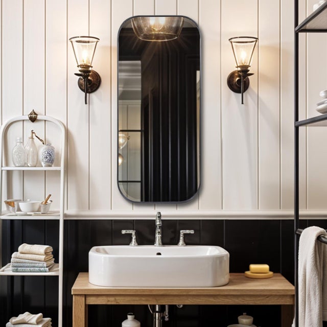 Matte Black Metal Dressing Mirror For Sale - Image 9 of 10