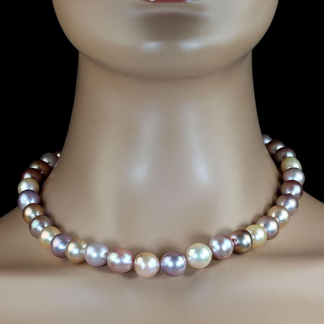 Traditional Ajd 18.5 Inch Multi Tone Magnificent 12 MM Pearl Necklace For Sale - Image 3 of 5