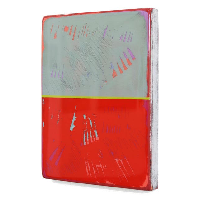 The Window 333 - Modern Resin Minimalist Red Two Tone Color Field Abstract Original Artwork by Ricky Hunt For Sale In Los Angeles - Image 6 of 9