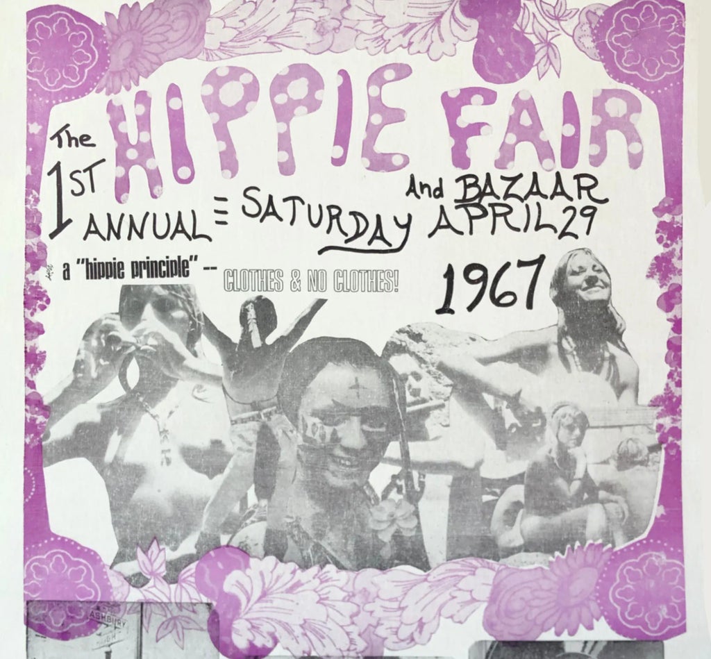1967 Hippie Fair Berkeley California Rare Music Festival Poster