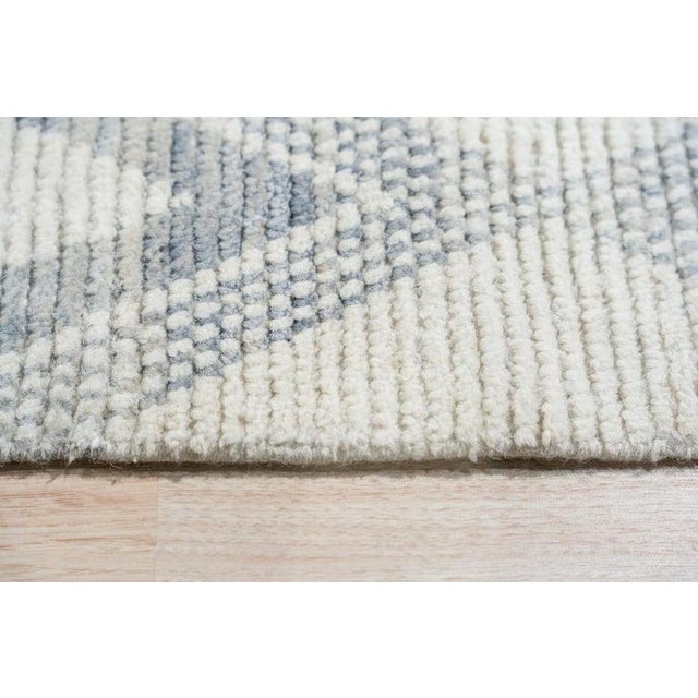 Contemporary 9x13 Ivory Hand-Knotted Wool Diamond Chevron Geometric Modern Carpet Rug For Sale - Image 3 of 9