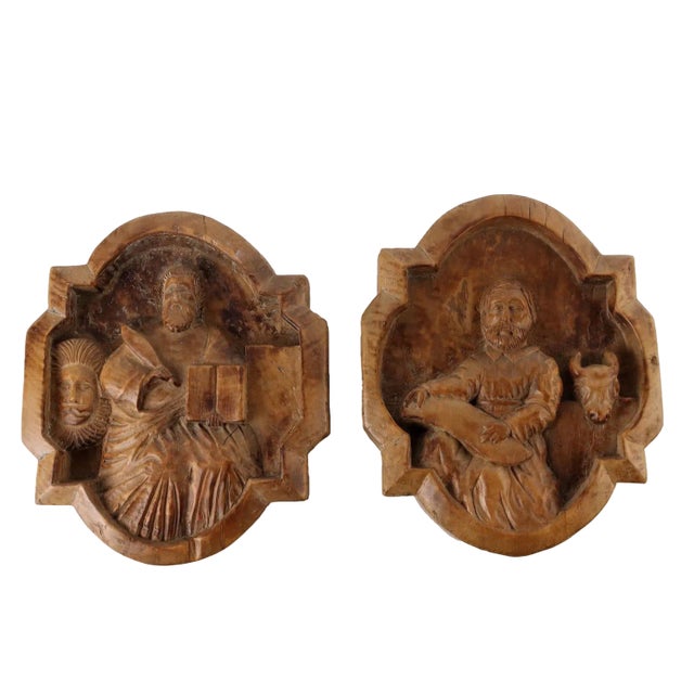 Tiles with Evangelist Saints, Early 20th Century, Set of 2 For Sale