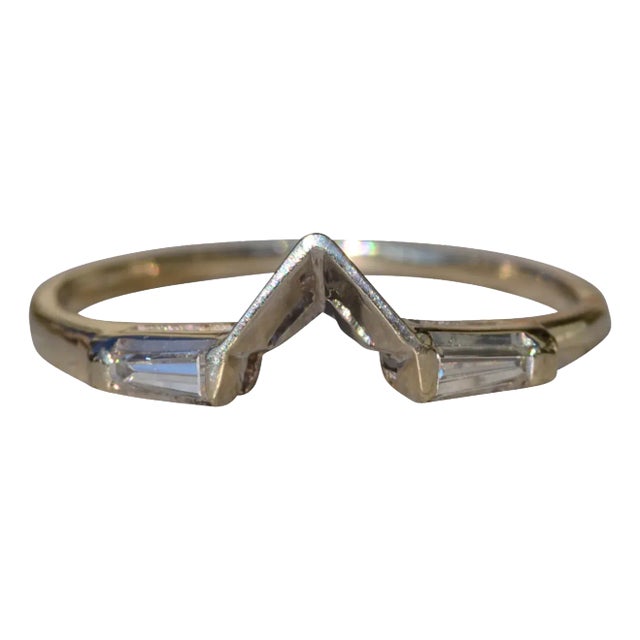 The Anza Vista: Ladies 18K White Gold Angled Diamond Band For Sale