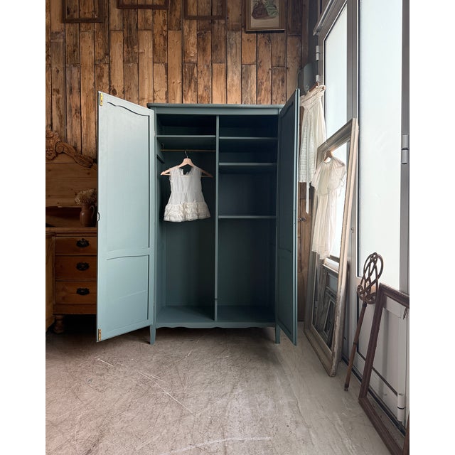 This vintage wardrobe from the 1960s-1970s has been completely refinished in little greene's livid shade. Tall and...