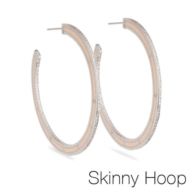 Miriam Salat Classic Skinny Hoops Earrings Resin, Sterling Silver & White Topaz For Sale - Image 17 of 18