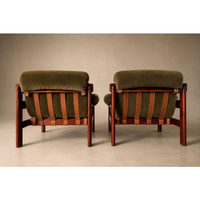 Pair of “Copa” Armchairs in Jatobá and Olive-Green Mohair by Jean Gillon for Italma, Brazil, 1960s For Sale - Image 10 of 18