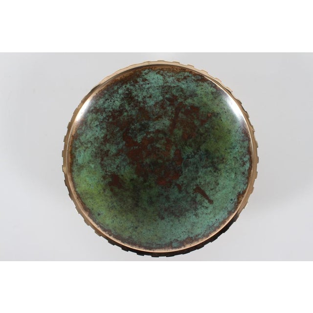 Large Art Deco Bronze Dish with Verdigris Green Patina, 1940s For Sale - Image 3 of 9