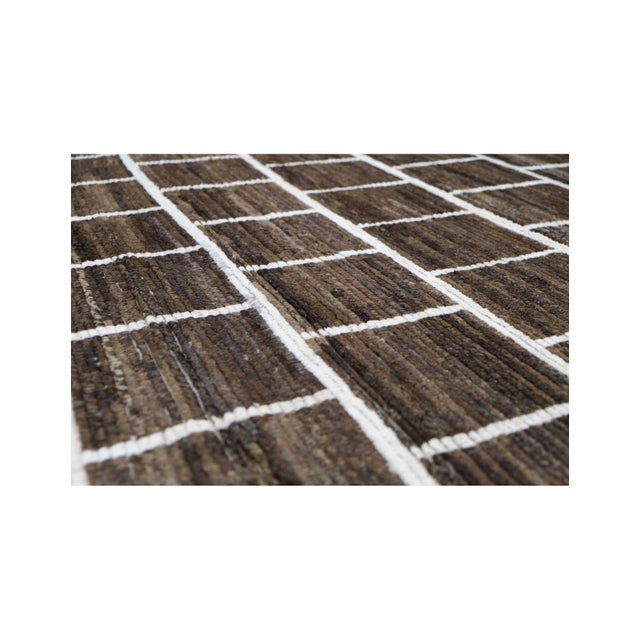 Natural & Brown Hand Knotted Wool Rug For Sale - Image 4 of 7