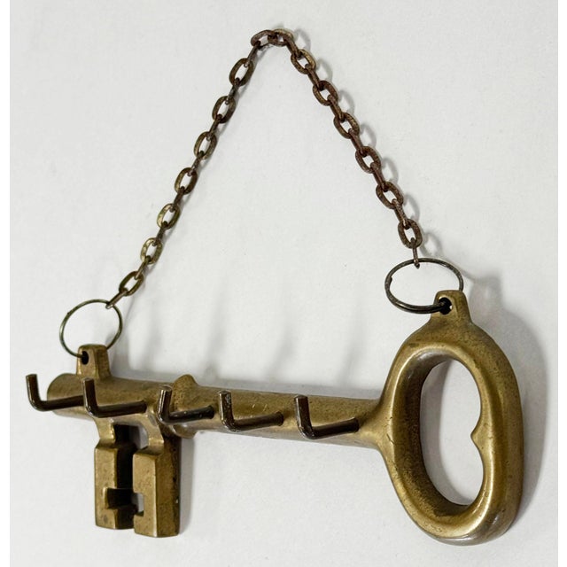 Modern Vintage Brass Key Motif Wall Hook For Sale - Image 3 of 5