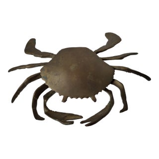 Mid Century Brass Crab Decorative Object For Sale