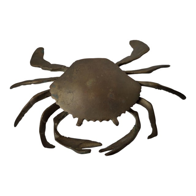 Mid Century Brass Crab Decorative Object For Sale