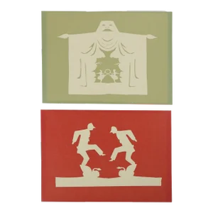 Whimsical Hans Christian Andersen Silhouette Papercutting Postcards - a Pair