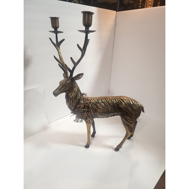 Beautiful Solid Brass Stag Candleabra For Sale - Image 11 of 11