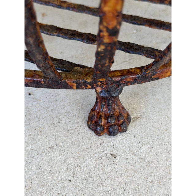 Vintage Rusted Patina Iron Jardinière With Paw Feet For Sale - Image 10 of 12