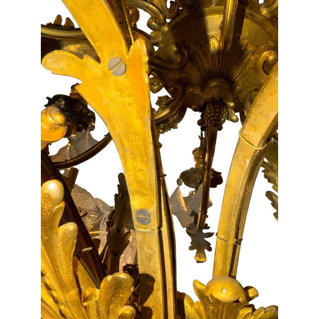 1880s Louis XVI 42-Light Dore Bronze & Rock Crystal Chandelier Signed b.r For Sale - Image 15 of 15