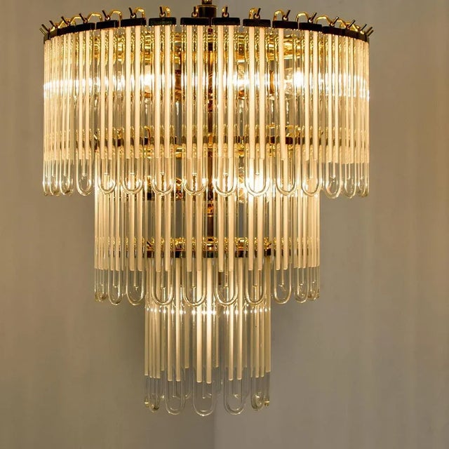 1970s Clear Gold Glass Rod Chandelier by Sciolari, 1970s For Sale - Image 5 of 13