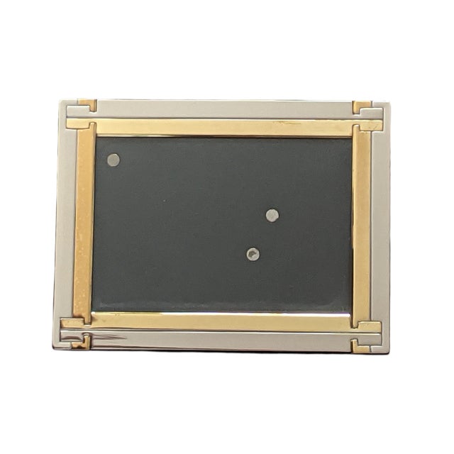 Vintage Cartier Style Brass and Chrome Picture Frame For Sale - Image 9 of 12