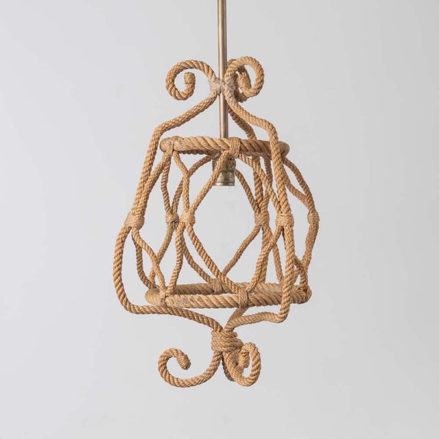 1960s Audoux Minet French Rope Lantern Pendant For Sale In Los Angeles - Image 6 of 14