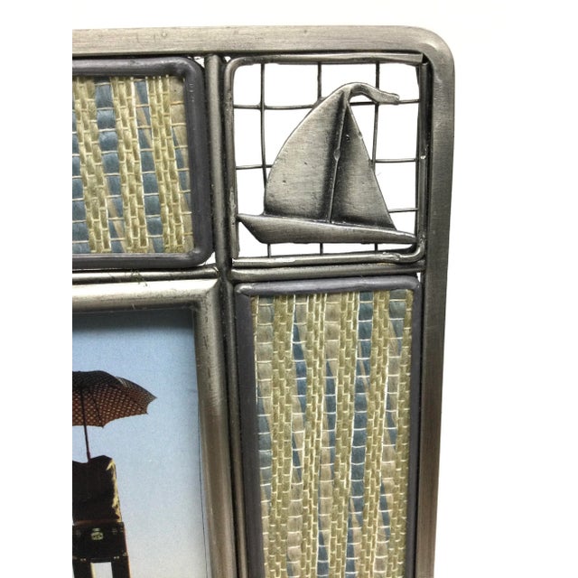 1980s Vintage Pewter Ocean Theme 4 X 6 Photo Frame For Sale - Image 5 of 11