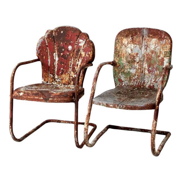 Mid-Century Metal Patio Chairs Set of 2 For Sale