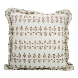 Fabdivine Handcrafted Block Print Frill Cushion Cover 26x26 Inch Thick Cotton White- Darpan For Sale