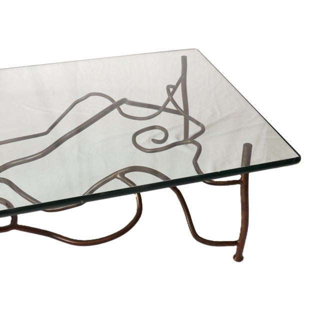 Modern Vintage Eric Powell Bronze and Glass Coffee Table For Sale - Image 3 of 17