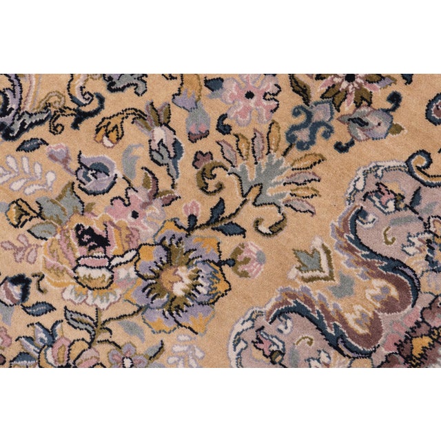 1990s Art Nouveau Foral 1990's Pak-Persian Gold/Gold Wool Rug - 12'0'' X 17'8'' For Sale - Image 5 of 9