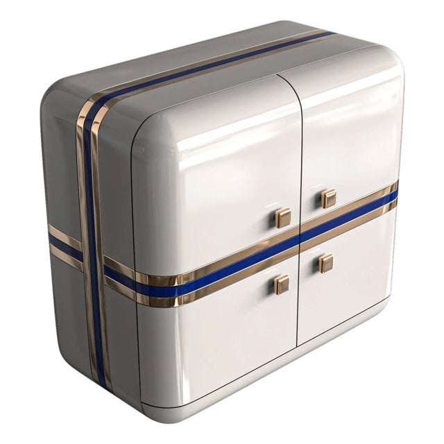 "Armonia" Credenza With Stainless Steel and Bronze, Handmade For Sale