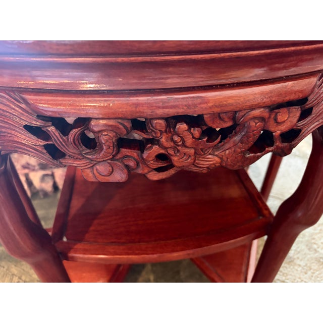 Vintage Chinese Carved Hardwood Demilune Console With Marble Top For Sale In Nashville - Image 6 of 8