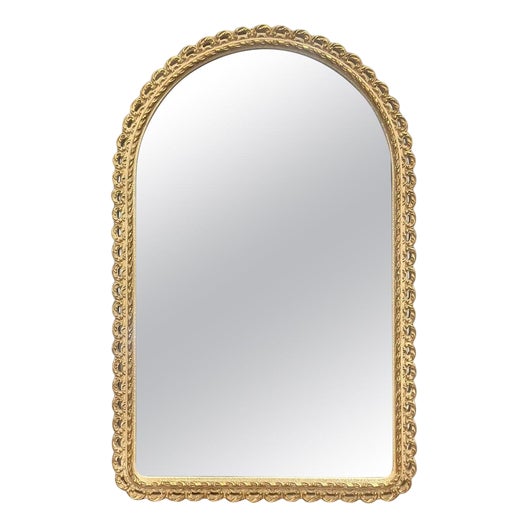 Vintage John Halls Galvo Cream and Gold Gilt-Wood Wall Mirror, 1950s For Sale