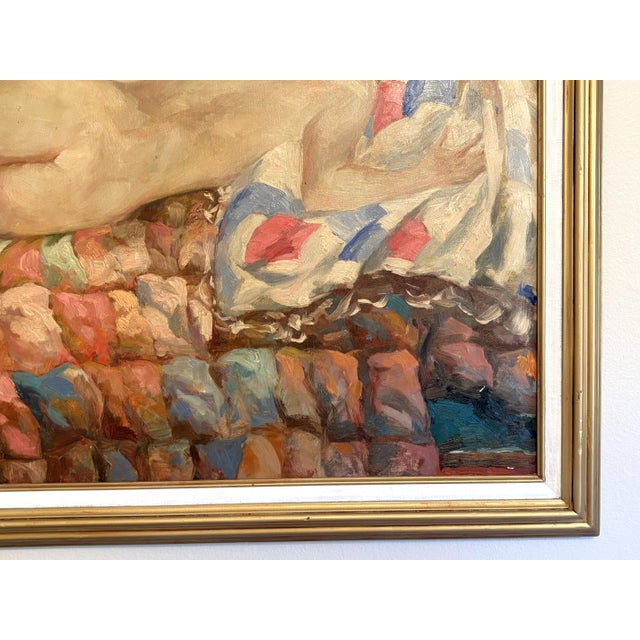 Framed Original Tim Benjamin (American, 1958-Present) Oil Painting on Canvas 'Resting Nude' For Sale In West Palm - Image 6 of 18