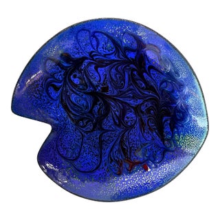 Mid Century Modern Enamel on Copper Dish by Eve Paige Spencer For Sale