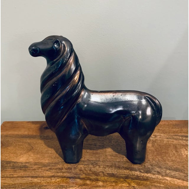 Figurative Small Black Ceramic Dog Figure For Sale - Image 3 of 5