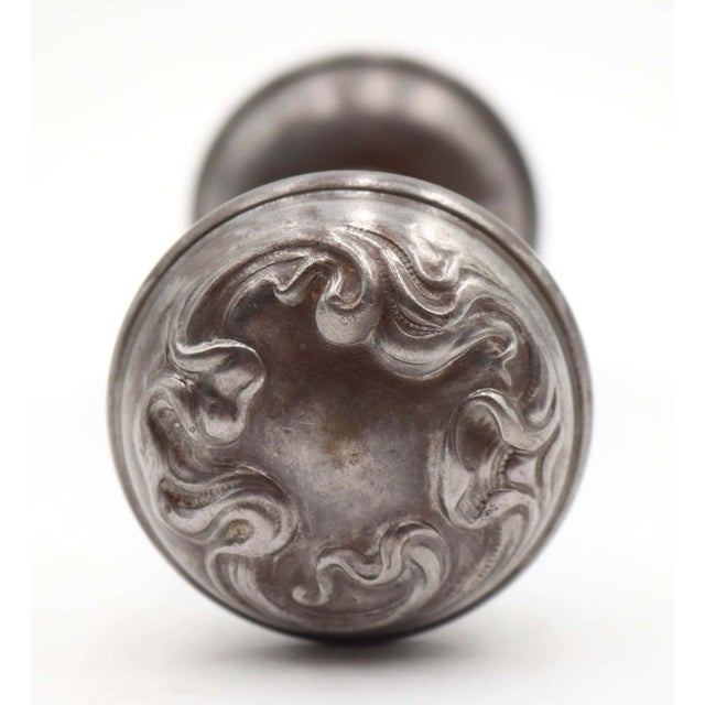 Antique Art Nouveau style steel door knobs made by Sargent in the December 10, 1900 catalog. Part of the B-21800 Alby...