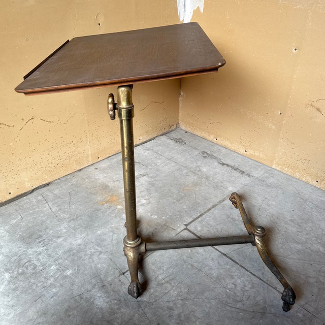 Ar Swenson Brass Adjustable Paw Footed Desk Table For Sale - Image 9 of 12