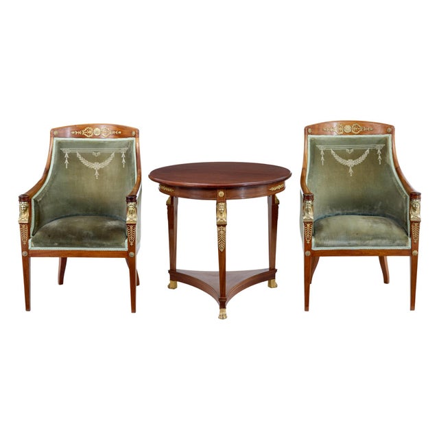 Swedish Art Deco Mahogany Living Room Set, 1920s, Set of 3 For Sale - Image 15 of 15
