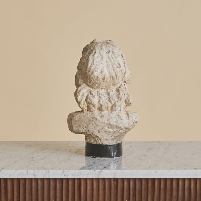 Vintage French Plaster Bust Sculpture For Sale - Image 4 of 8